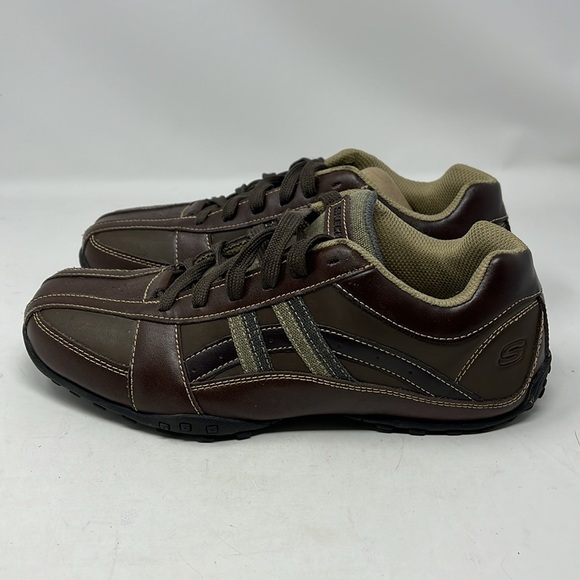 SKETCHERS CITY WALK MALTON WALKING SHOE LEATHER SNEAKER BROWN MENS SIZE 8.5 - Picture 4 of 12
